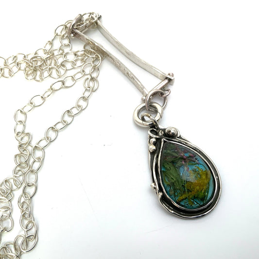 Gathered Sterling Silver Pendant and 18” Chain - Evitts Creek Arts