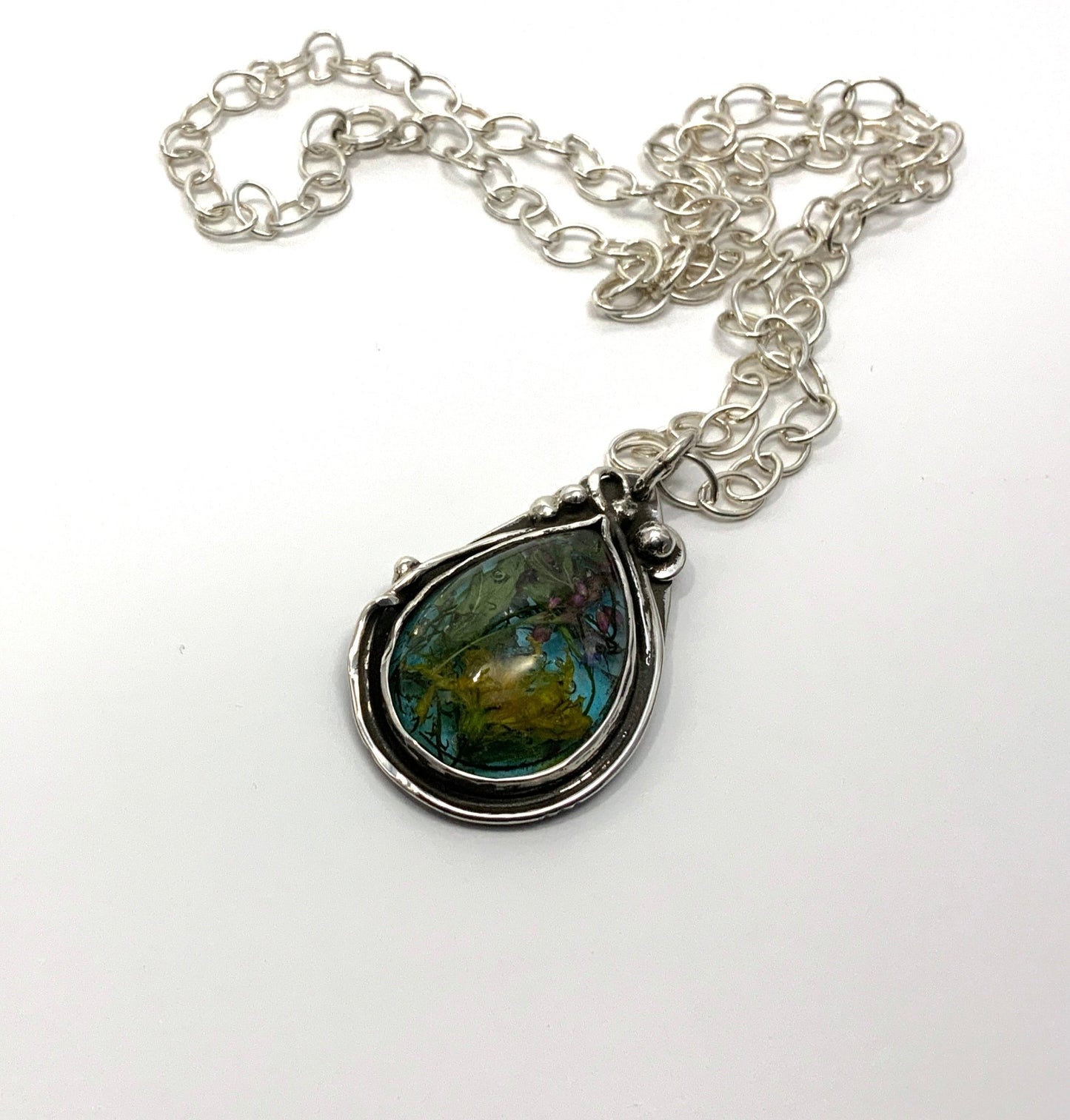 Gathered Sterling Silver Pendant and 18” Chain - Evitts Creek Arts