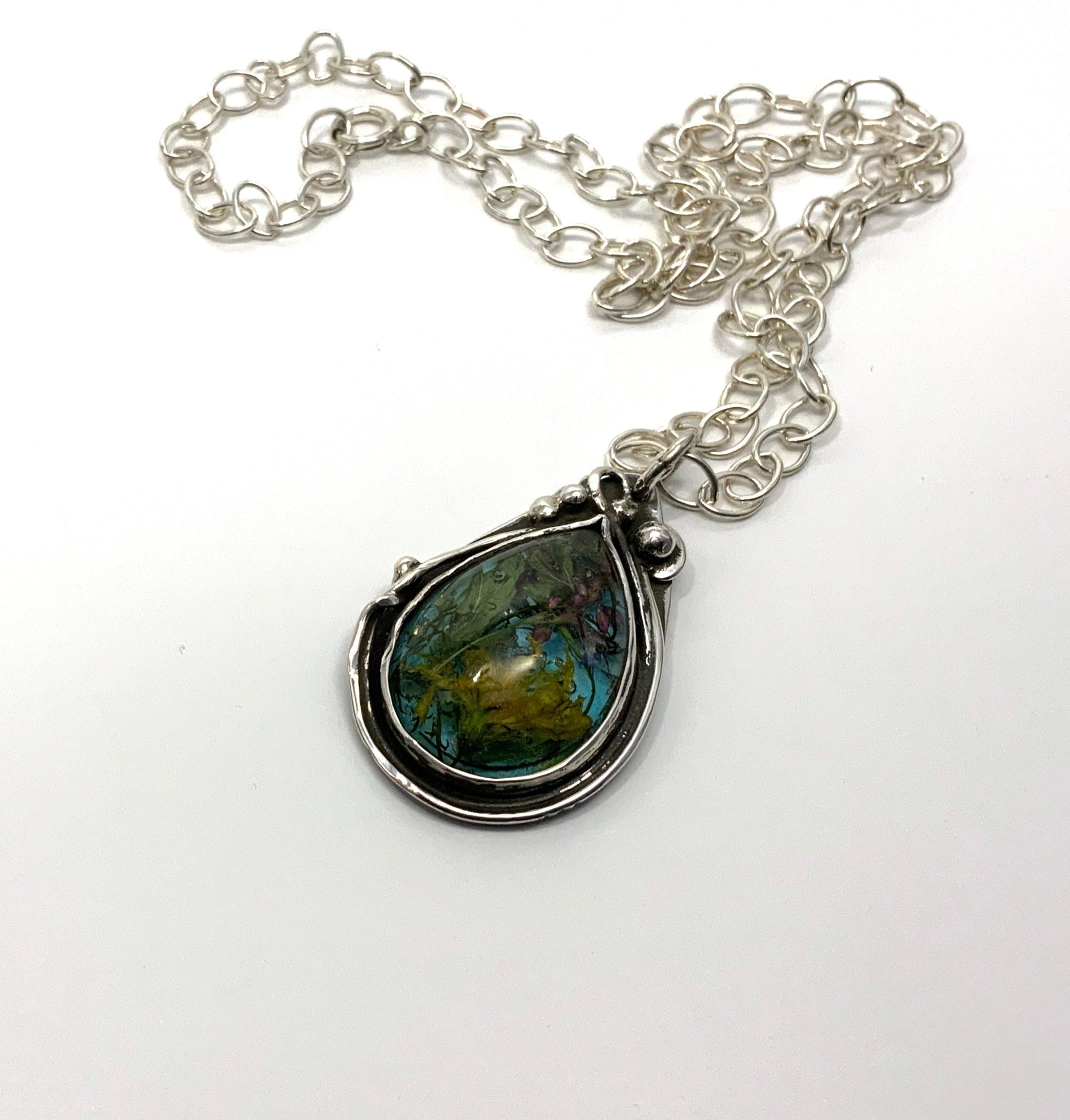Gathered Sterling Silver Pendant and 18” Chain - Evitts Creek Arts
