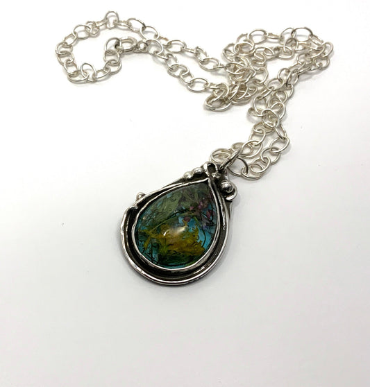 Gathered Sterling Silver Pendant and 18” Chain - Evitts Creek Arts