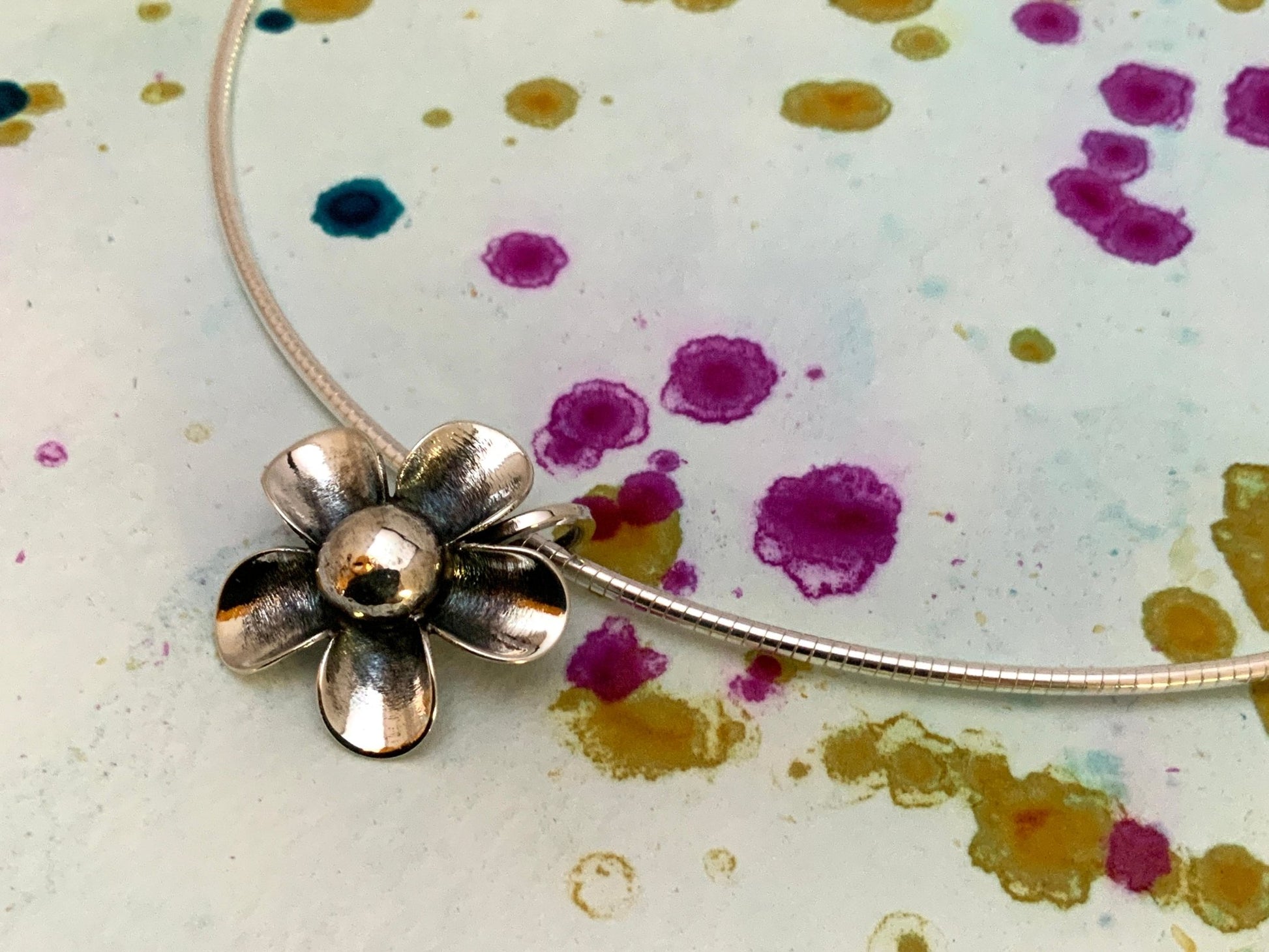 Hand Forged Flower Choker Necklace - Evitts Creek Arts