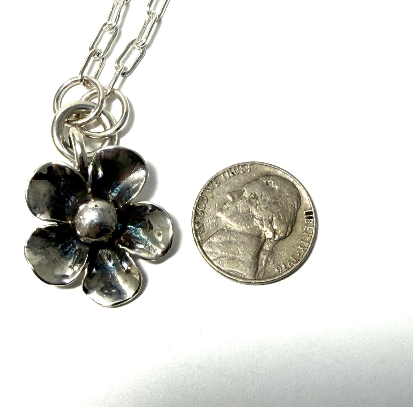 Hand - forged Silver Flower Pendant Necklaces - Evitts Creek Arts
