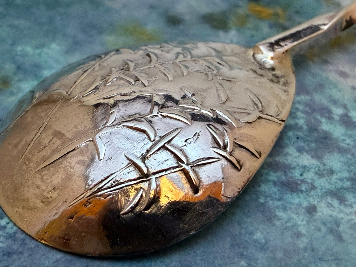 Handmade Silver Spoon with Gathered Series Cabochon - Culinary Gift - Evitts Creek Arts