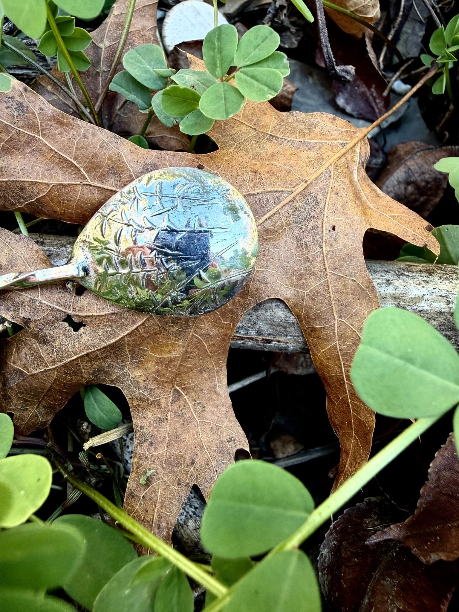 Handmade Silver Spoon with Gathered Series Cabochon - Culinary Gift - Evitts Creek Arts