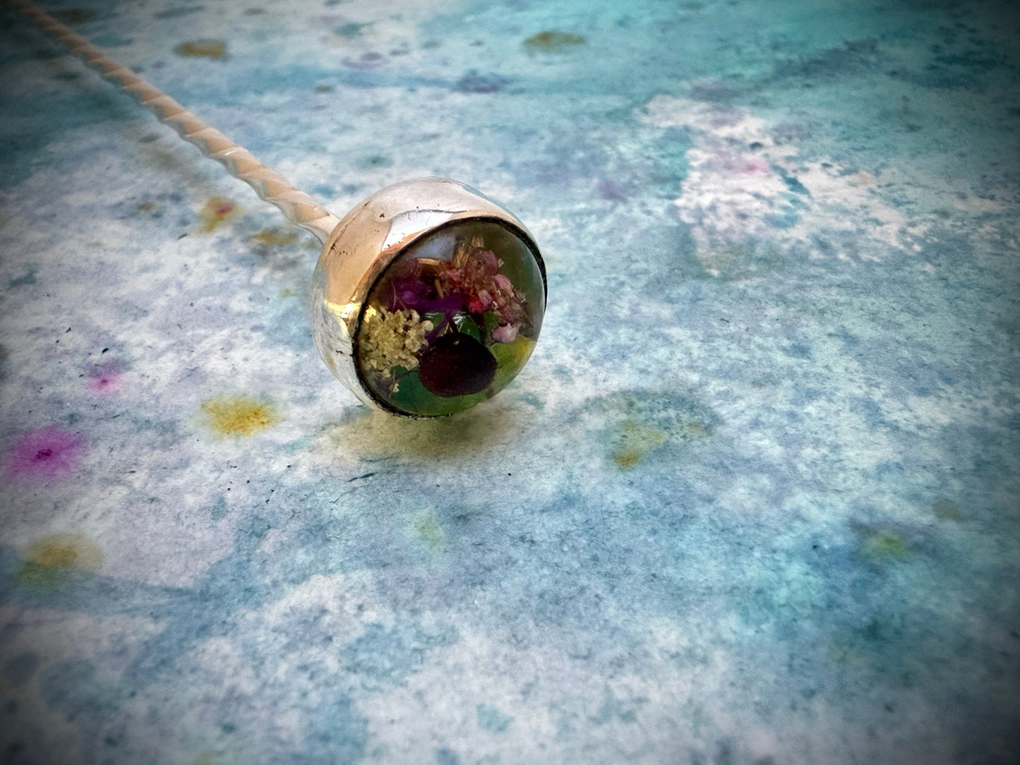 Handmade Silver Spoon with Gathered Series Cabochon - Culinary Gift - Evitts Creek Arts