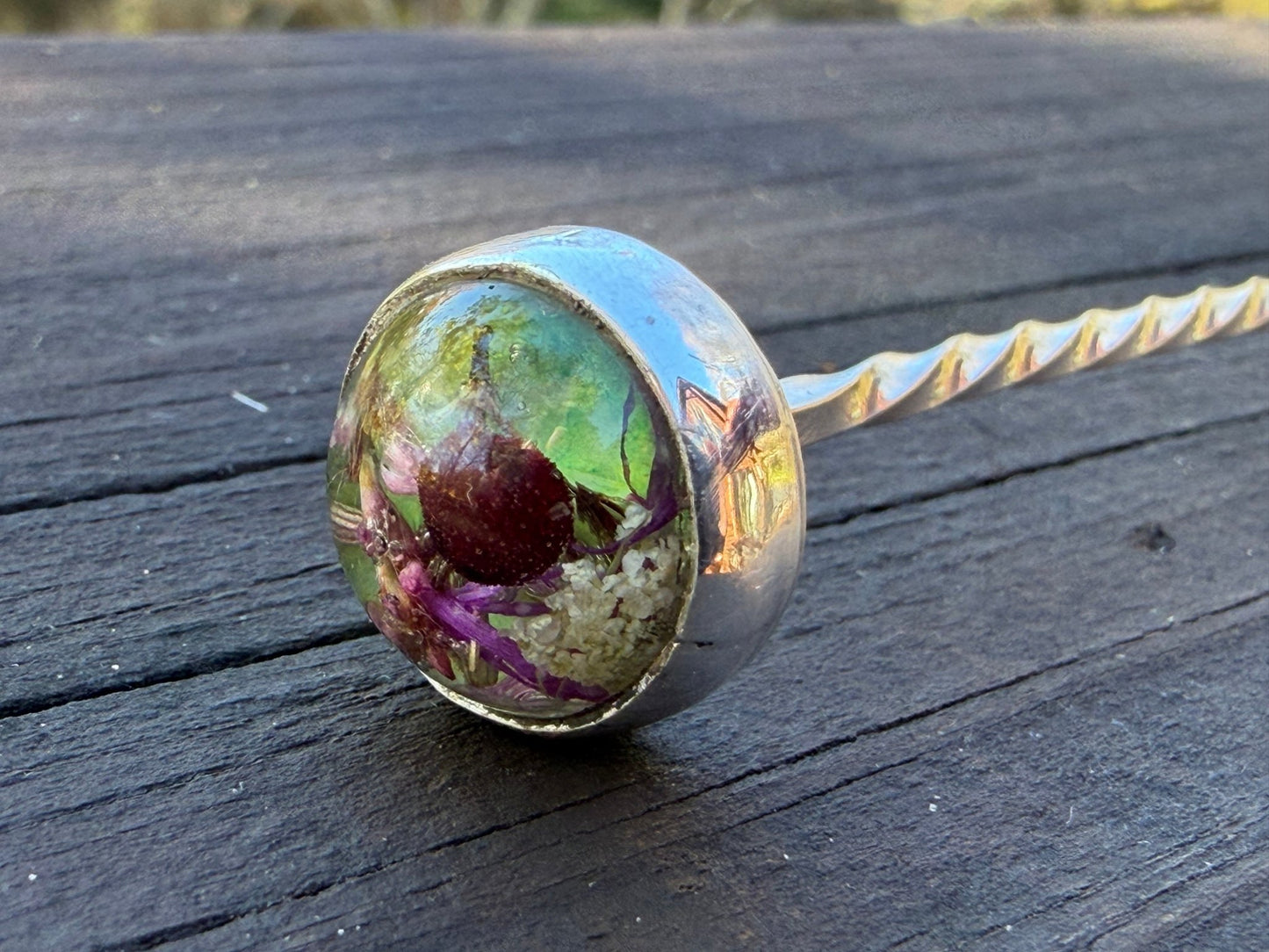 Handmade Silver Spoon with Gathered Series Cabochon - Culinary Gift - Evitts Creek Arts