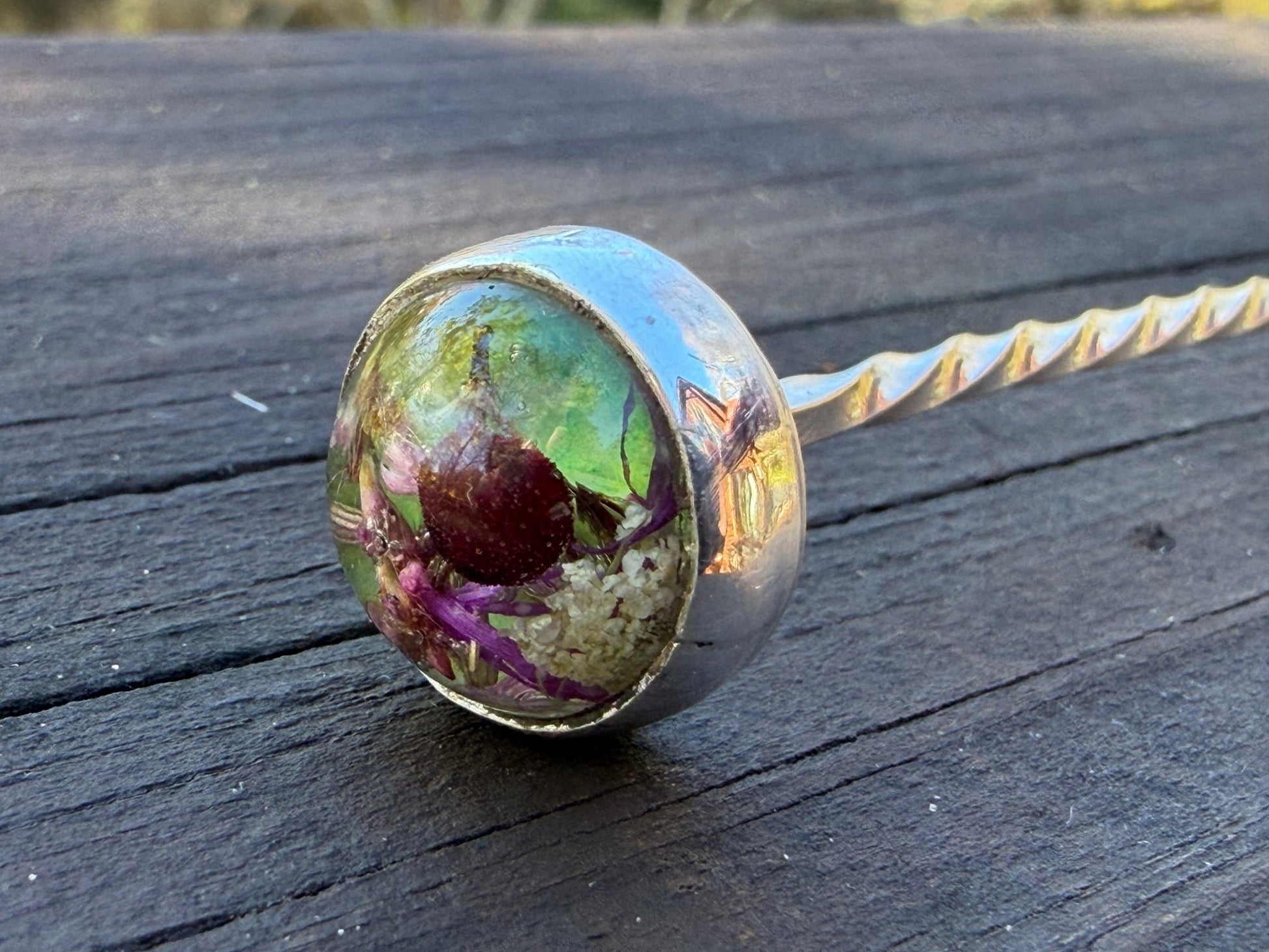 Handmade Silver Spoon with Gathered Series Cabochon - Culinary Gift - Evitts Creek Arts
