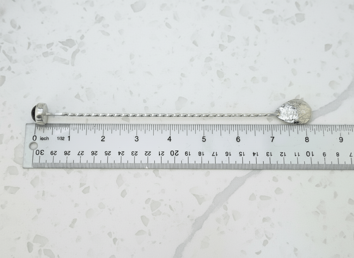 Handmade Silver Spoon with Gathered Series Cabochon - Culinary Gift - Evitts Creek Arts