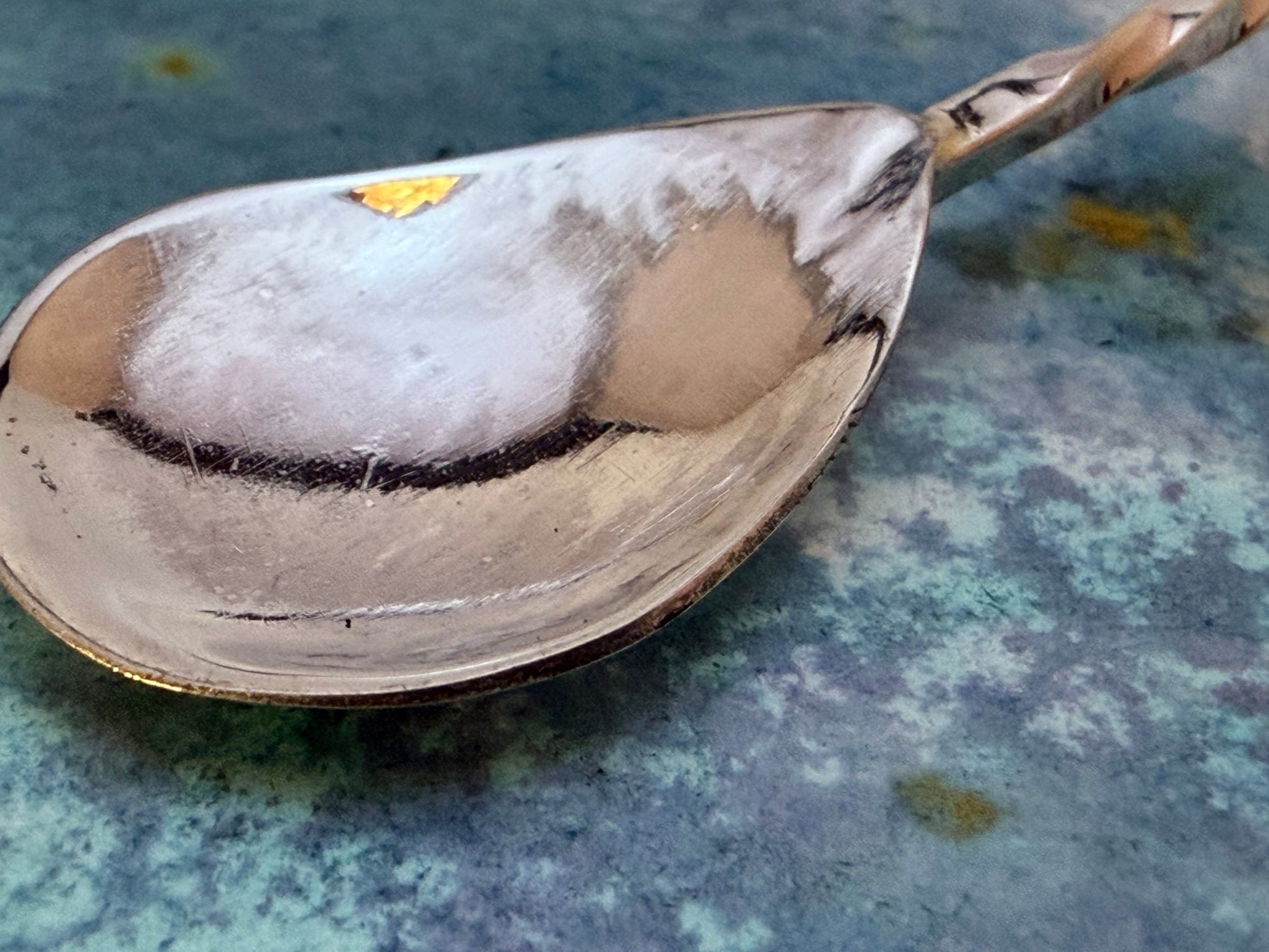 Handmade Silver Spoon with Gathered Series Cabochon - Culinary Gift - Evitts Creek Arts