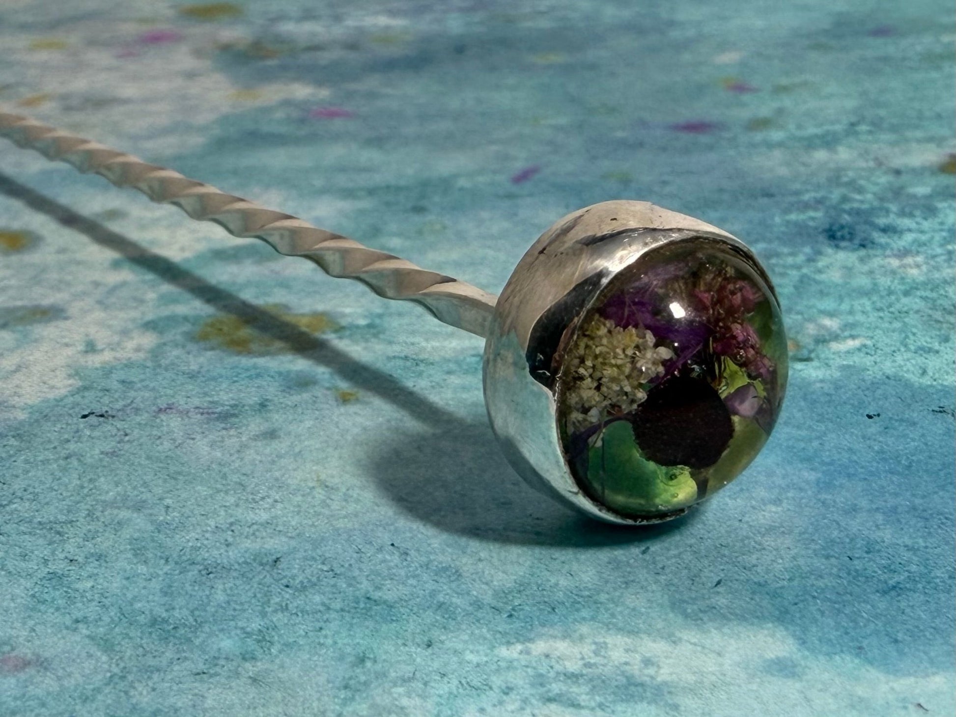 Handmade Silver Spoon with Gathered Series Cabochon - Culinary Gift - Evitts Creek Arts