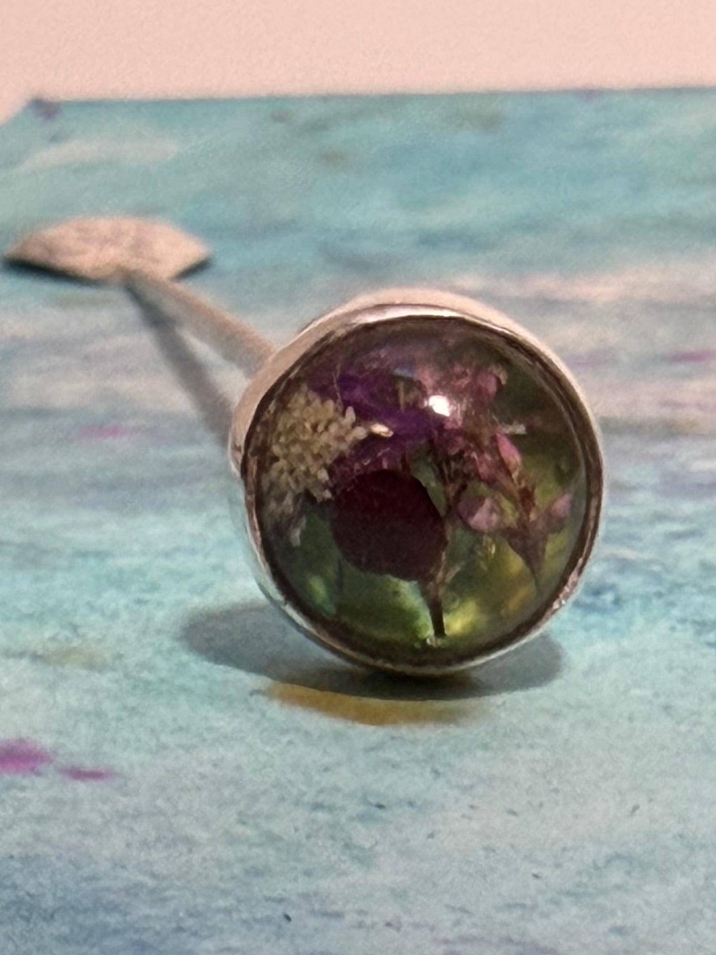 Handmade Silver Spoon with Gathered Series Cabochon - Culinary Gift - Evitts Creek Arts