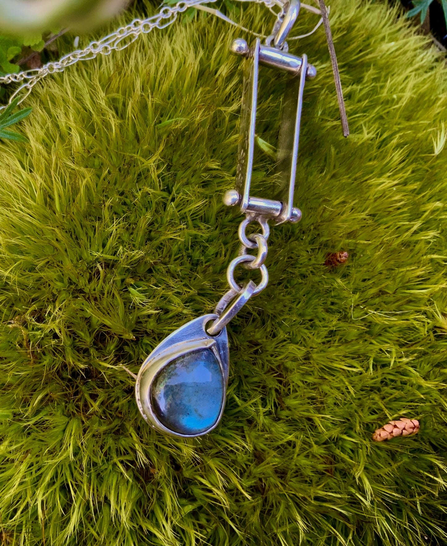 Labradorite Pendant with Secret Garden Pattern - Evitts Creek Arts