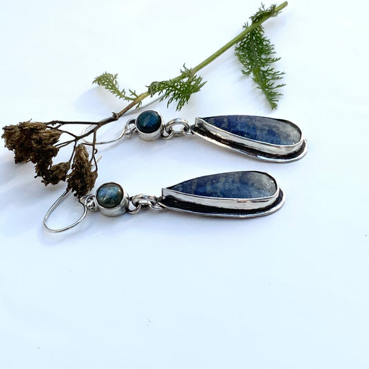 Lapis Lazuli and Labradorite Earrings - Evitts Creek Arts