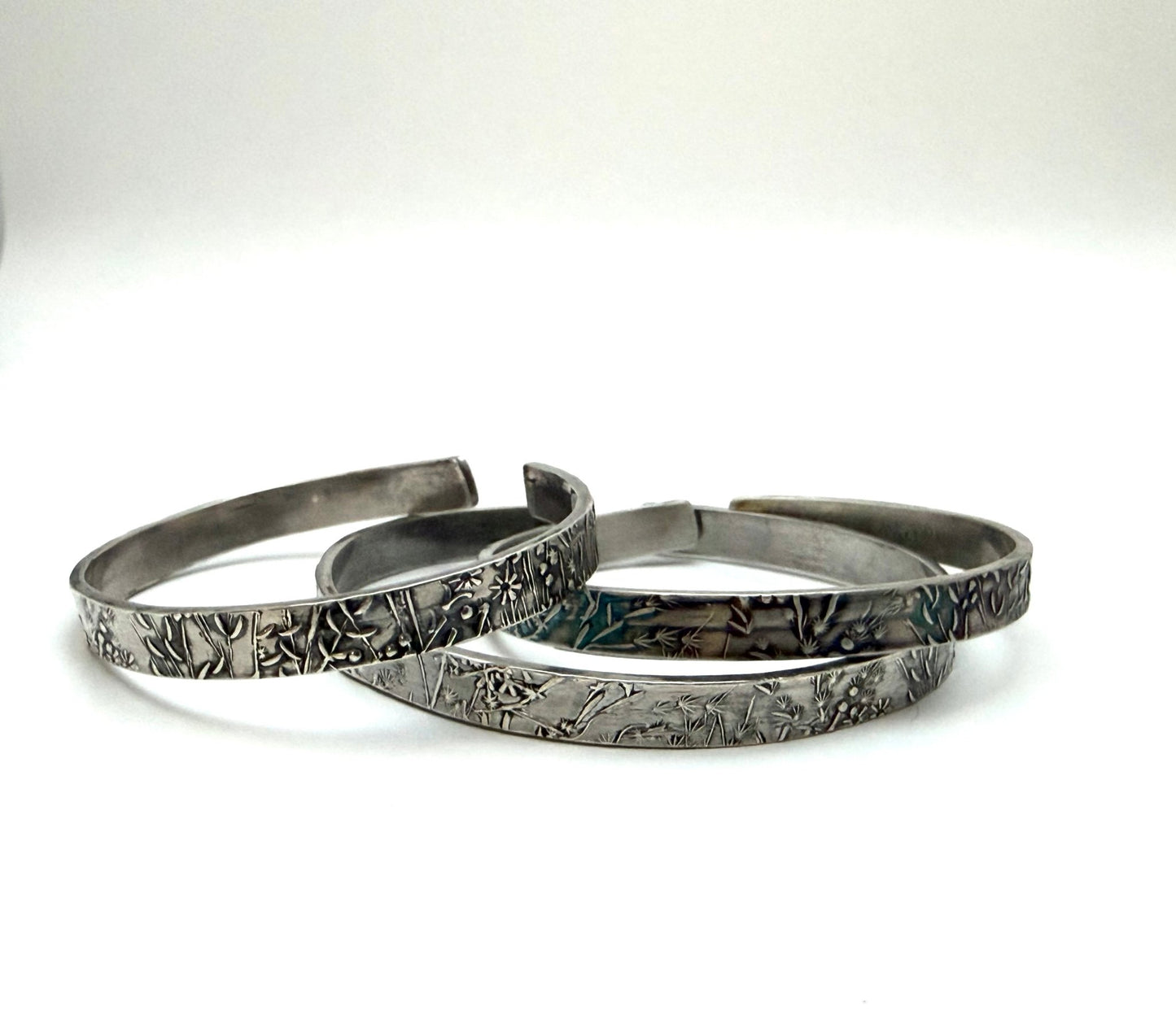 Millefleur (Thousand Flower) Sterling Cuff Bracelet | Evitts Creek Arts - Evitts Creek Arts