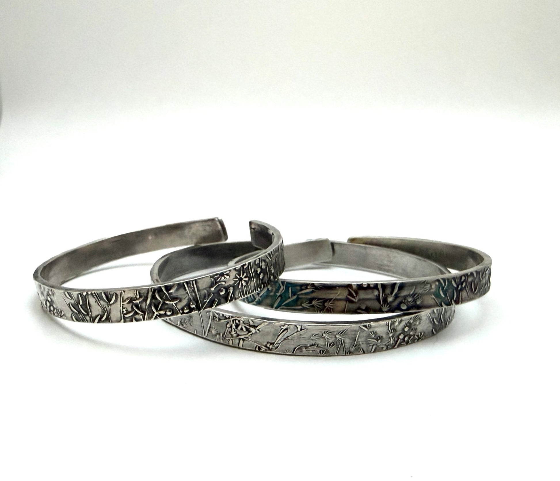 Millefleur (Thousand Flower) Sterling Cuff Bracelet | Evitts Creek Arts - Evitts Creek Arts