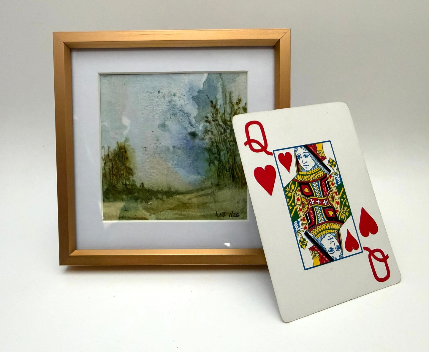 Misty Woods Abstract Landscape Study| Miniature Watercolor Painting - Framed 4x4 frame - Evitts Creek Arts