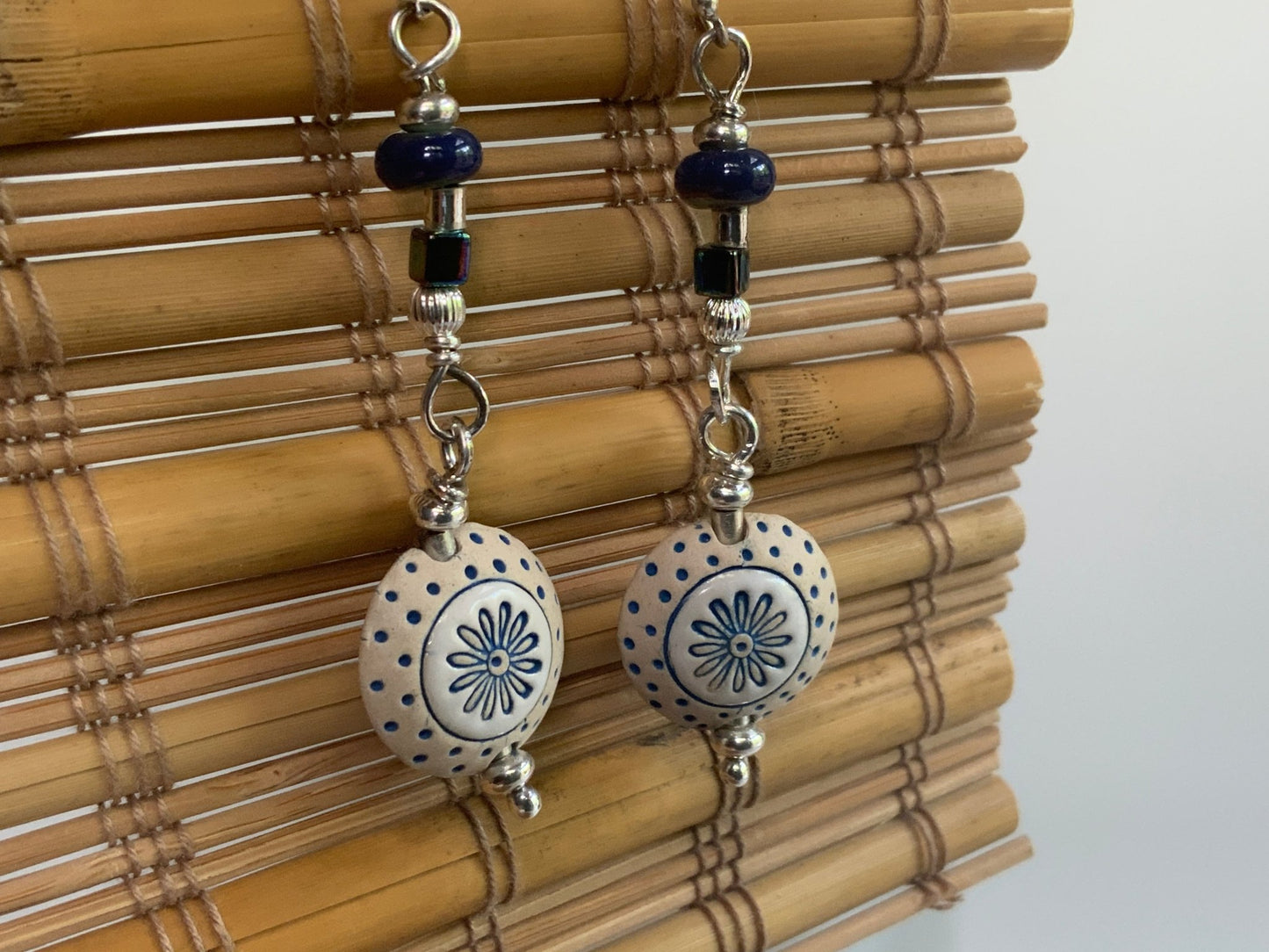Moravian Handmade Raku and Silver Earrings - Evitts Creek Arts