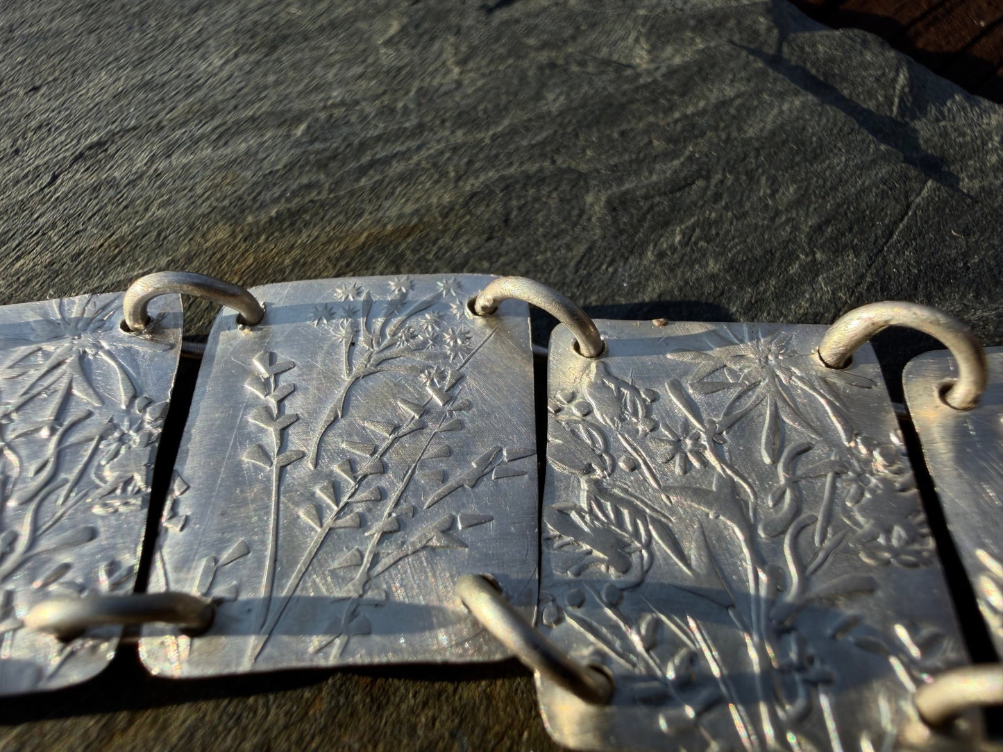 Native Wildflowers Sterling Silver Bracelet size Medium/Large| Evitts Creek Arts - Evitts Creek Arts