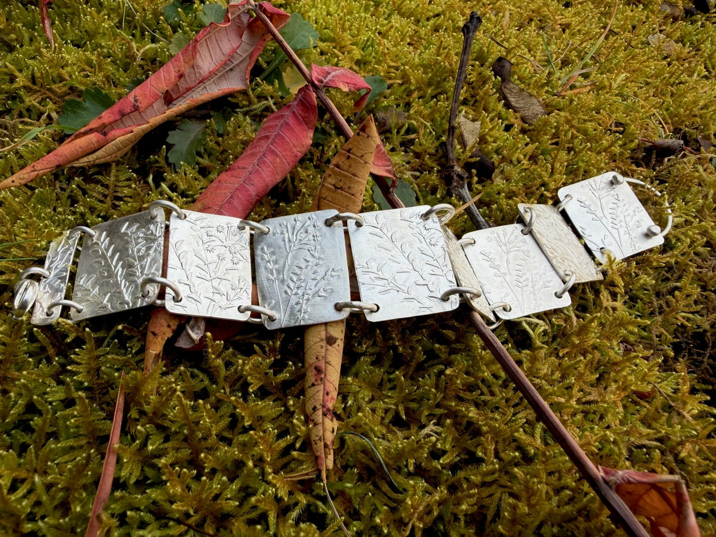 Native Wildflowers Sterling Silver Bracelet size Medium/Large| Evitts Creek Arts - Evitts Creek Arts