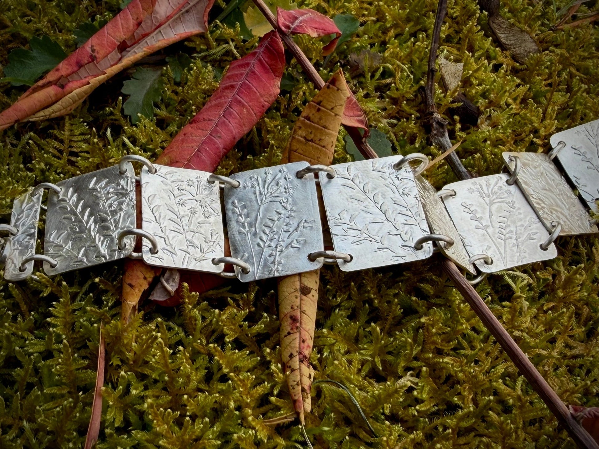Native Wildflowers Sterling Silver Bracelet size Medium/Large| Evitts Creek Arts - Evitts Creek Arts