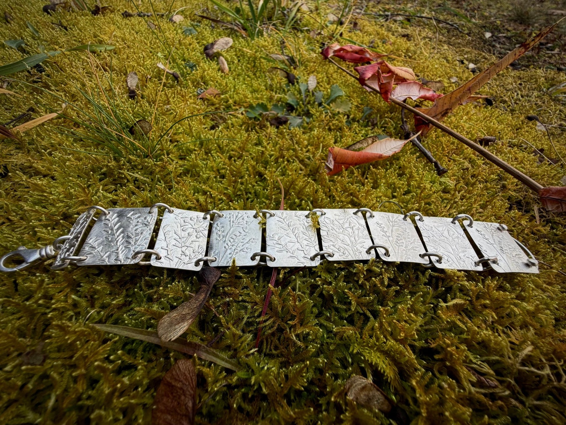 Native Wildflowers Sterling Silver Bracelet size Medium/Large| Evitts Creek Arts - Evitts Creek Arts