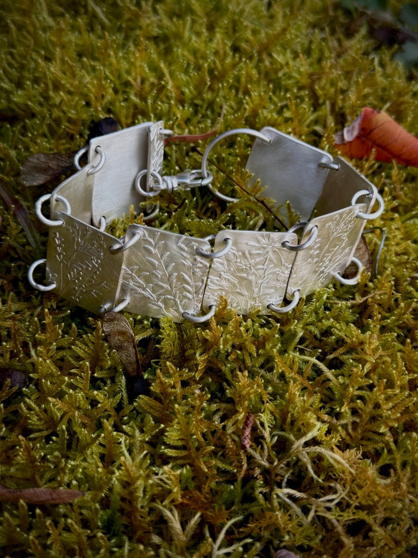 Native Wildflowers Sterling Silver Bracelet size Medium/Large| Evitts Creek Arts - Evitts Creek Arts