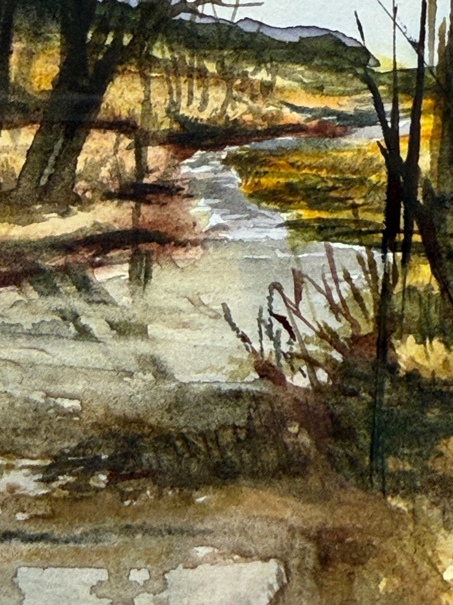 Original Landscape Study #1| Miniature Watercolor Painting-Framed 4x6 frame - Evitts Creek Arts