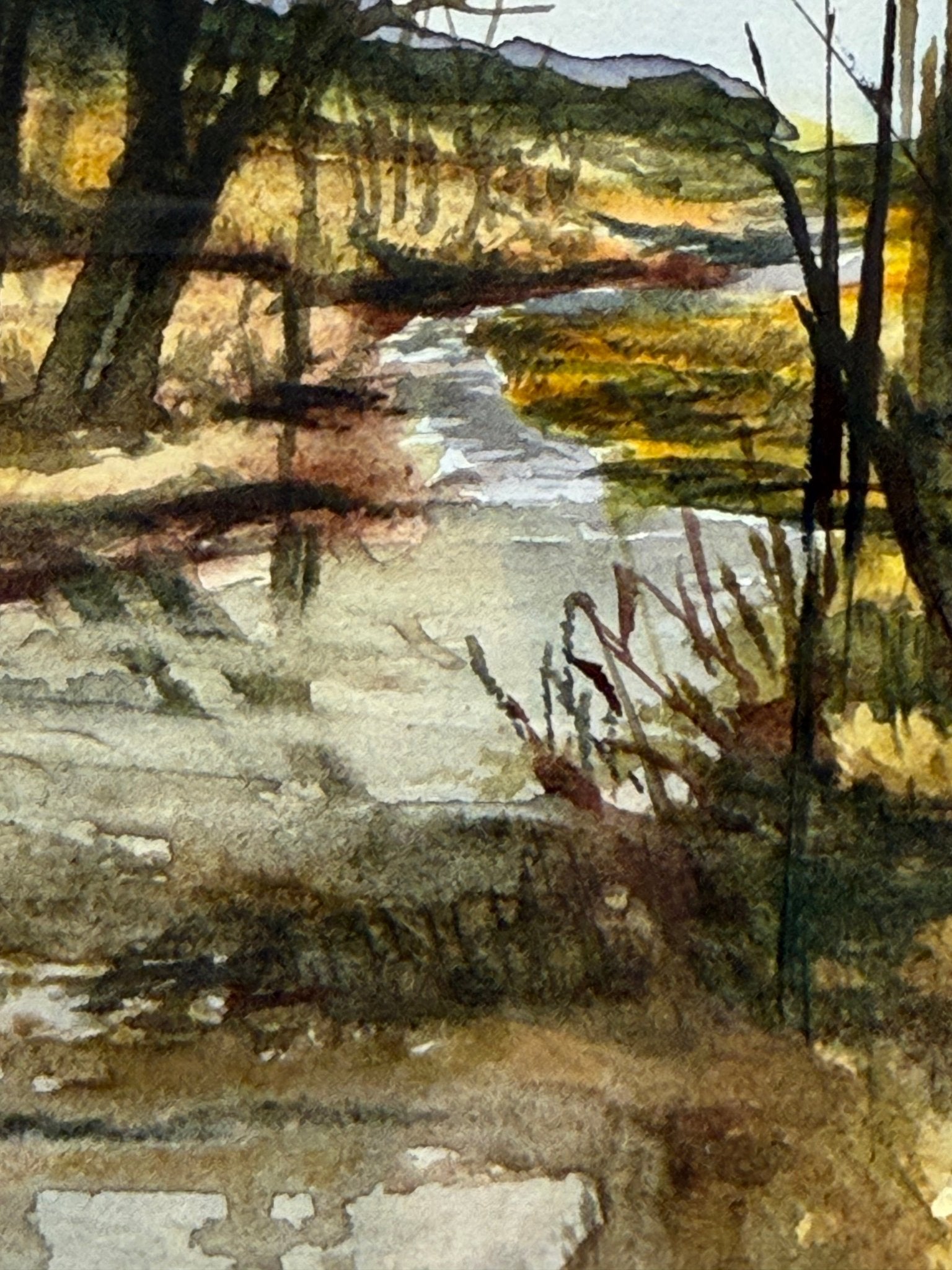 Original Landscape Study #1| Miniature Watercolor Painting-Framed 4x6 frame - Evitts Creek Arts