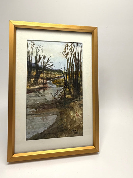Original Landscape Study #1| Miniature Watercolor Painting-Framed 4x6 frame - Evitts Creek Arts