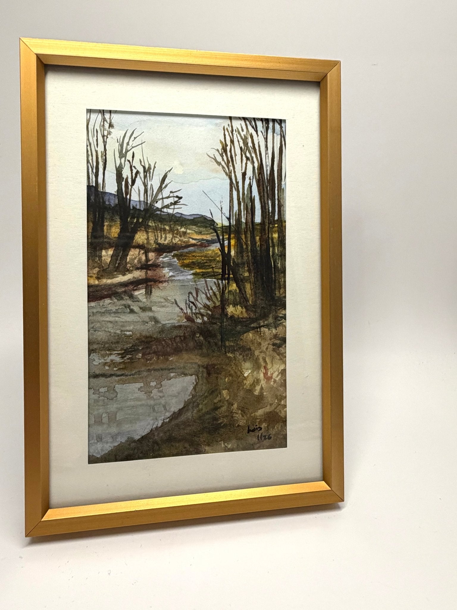 Original Landscape Study #1| Miniature Watercolor Painting-Framed 4x6 frame - Evitts Creek Arts