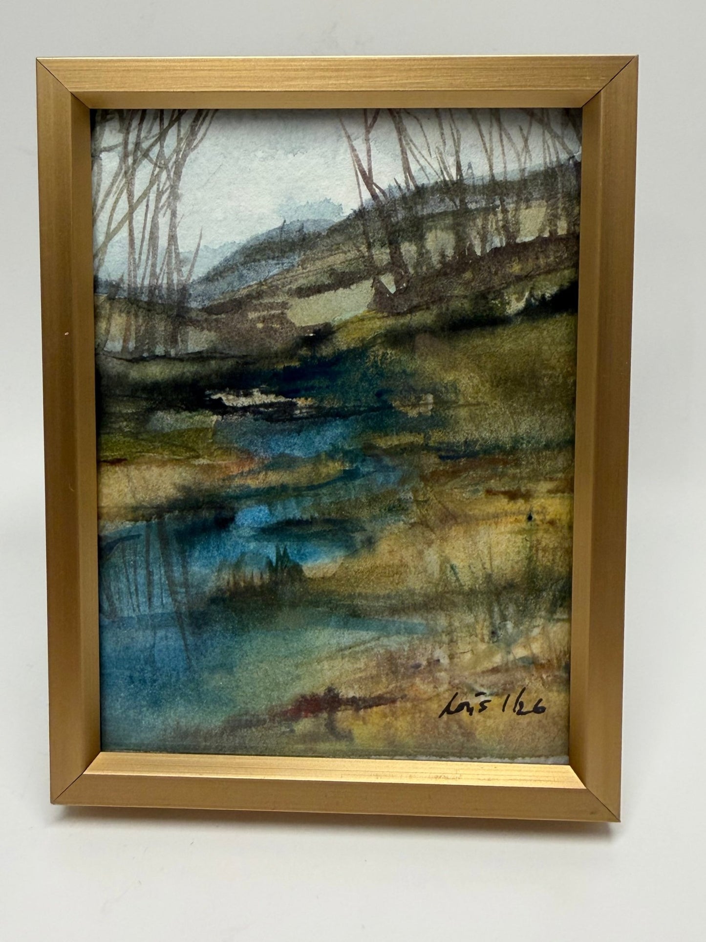 Original Landscape Study #2| Miniature Watercolor Painting-Framed 3x4 frame - Evitts Creek Arts