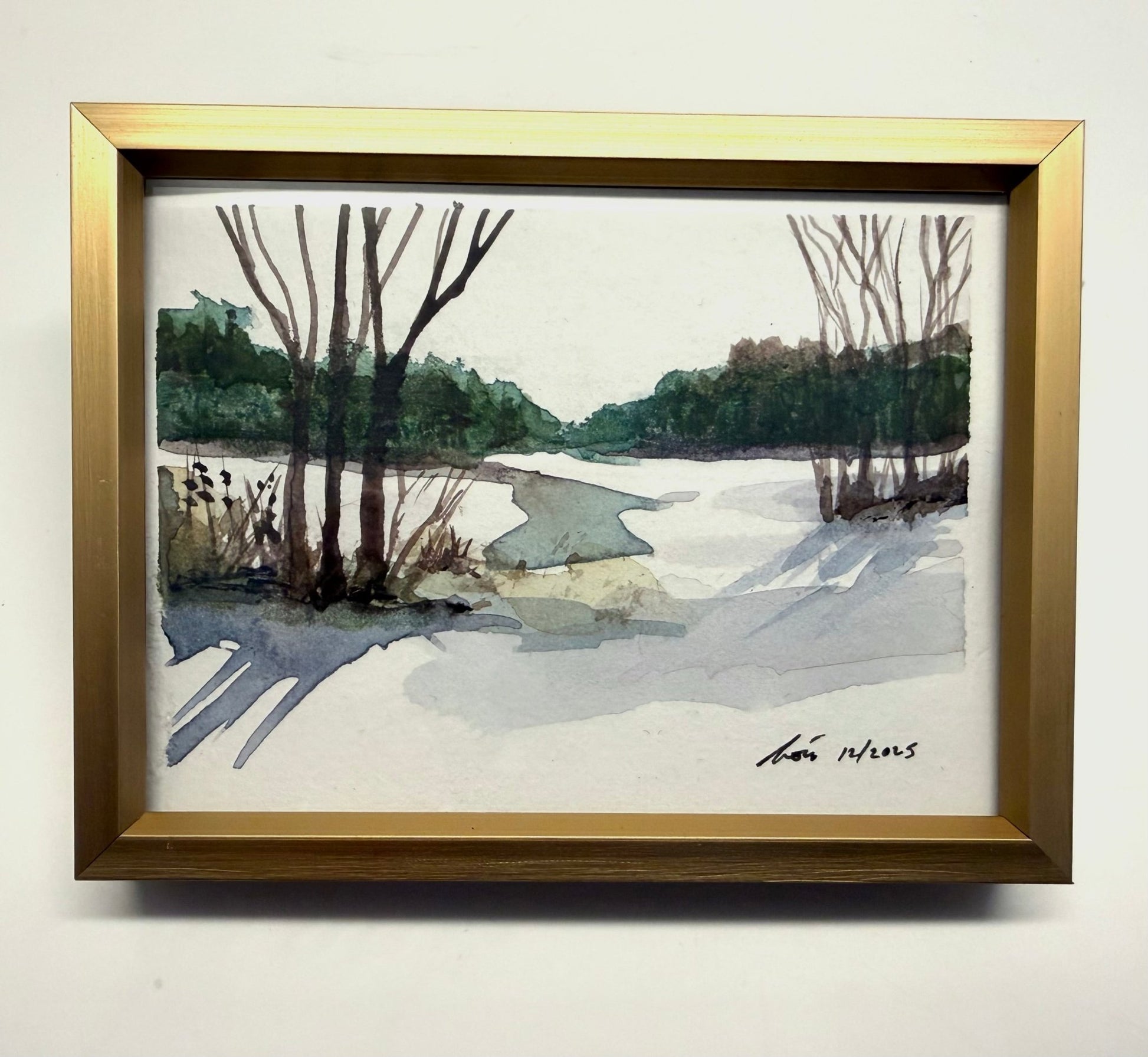 Original Watercolor Framed Painting 3x4| Framed Art Winter Scenes - Evitts Creek Arts