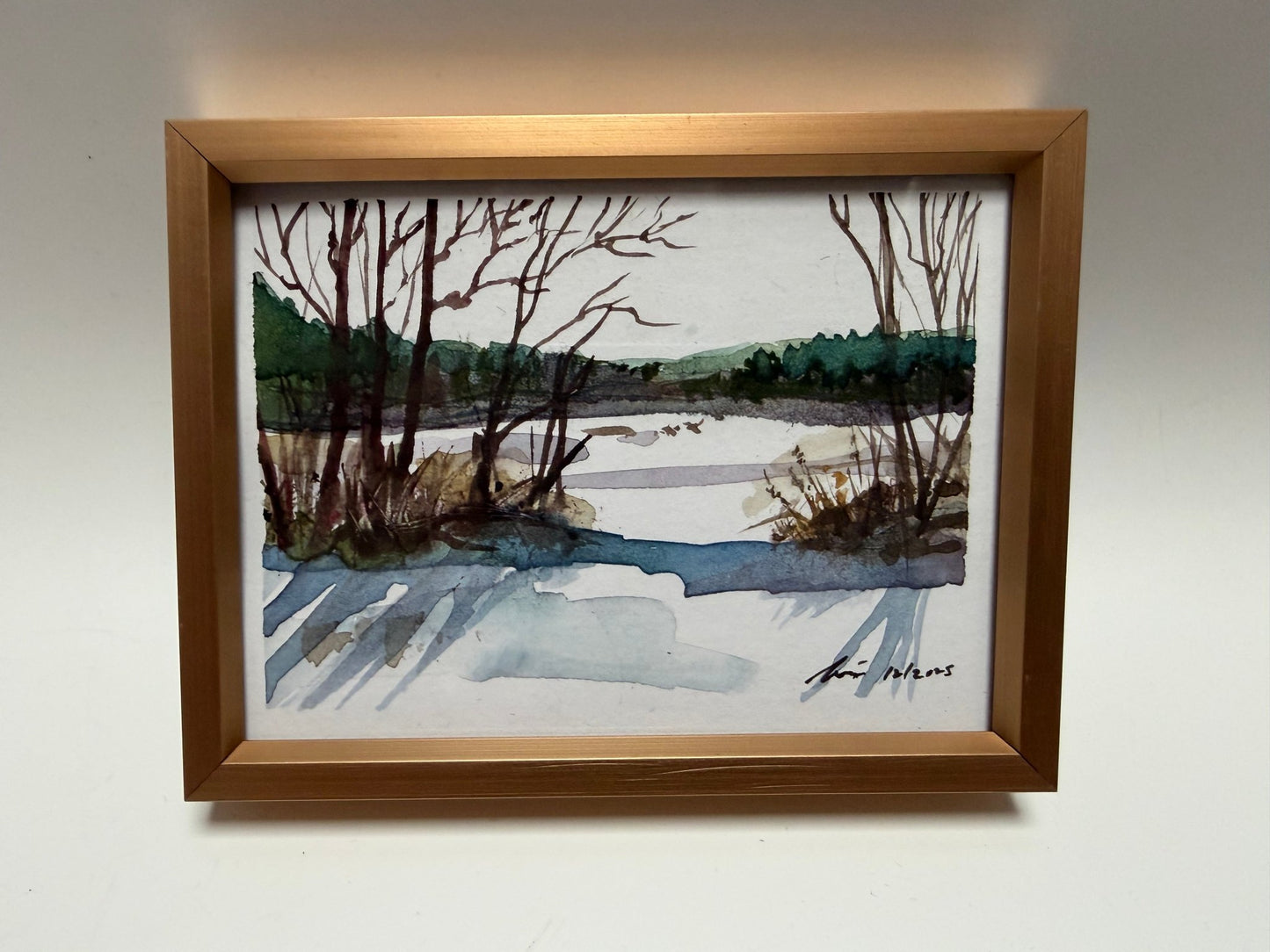 Original Watercolor Framed Painting 3x4| Framed Art Winter Scenes - Evitts Creek Arts