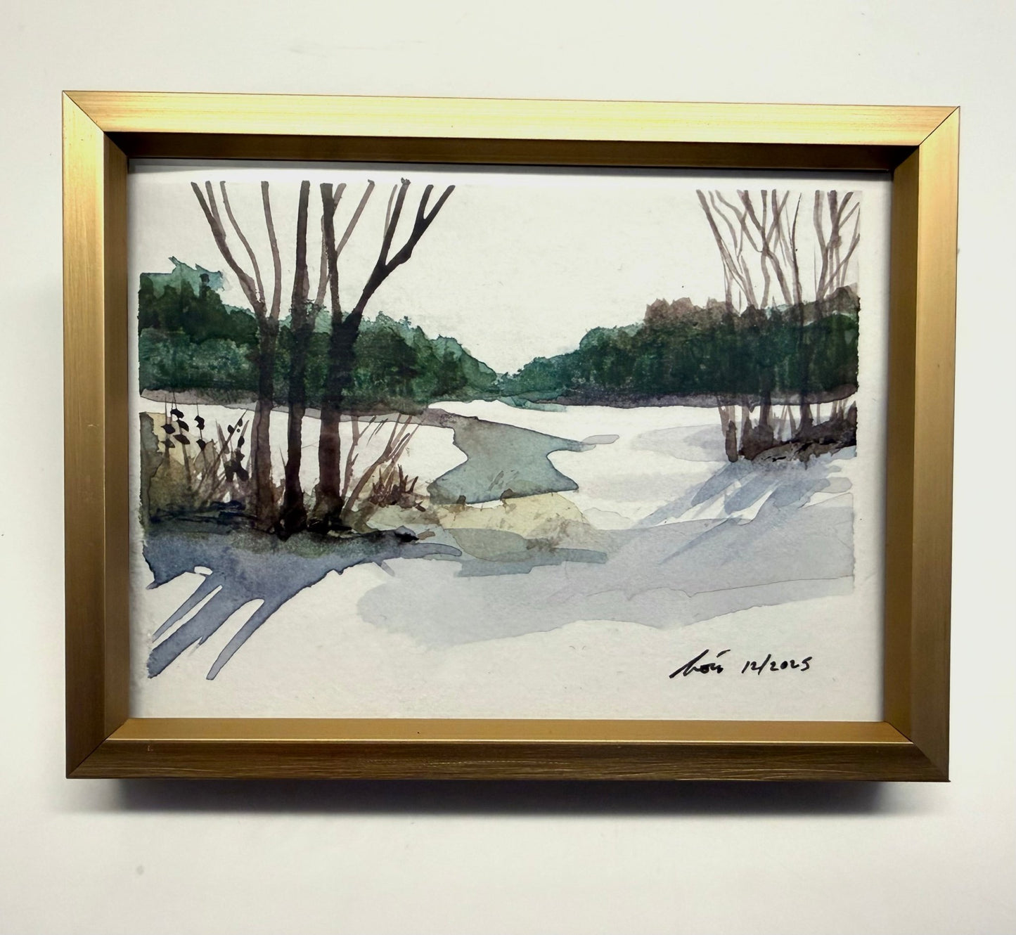 Original Watercolor Framed Painting 3x4| Framed Art Winter Scenes - Evitts Creek Arts
