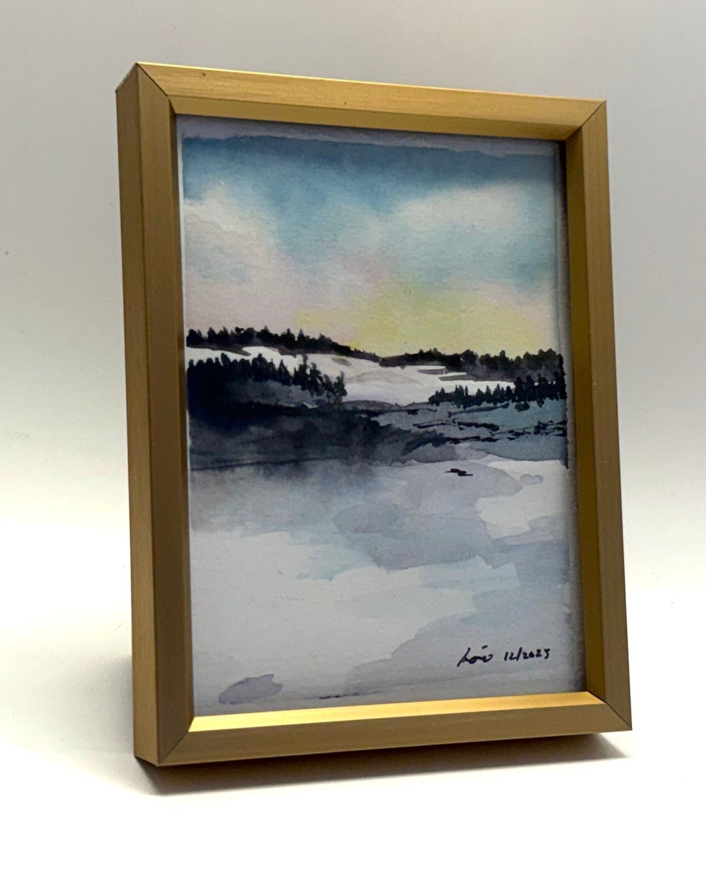 Original Watercolor Framed Painting 3x4| Framed Art Winter Scenes - Evitts Creek Arts