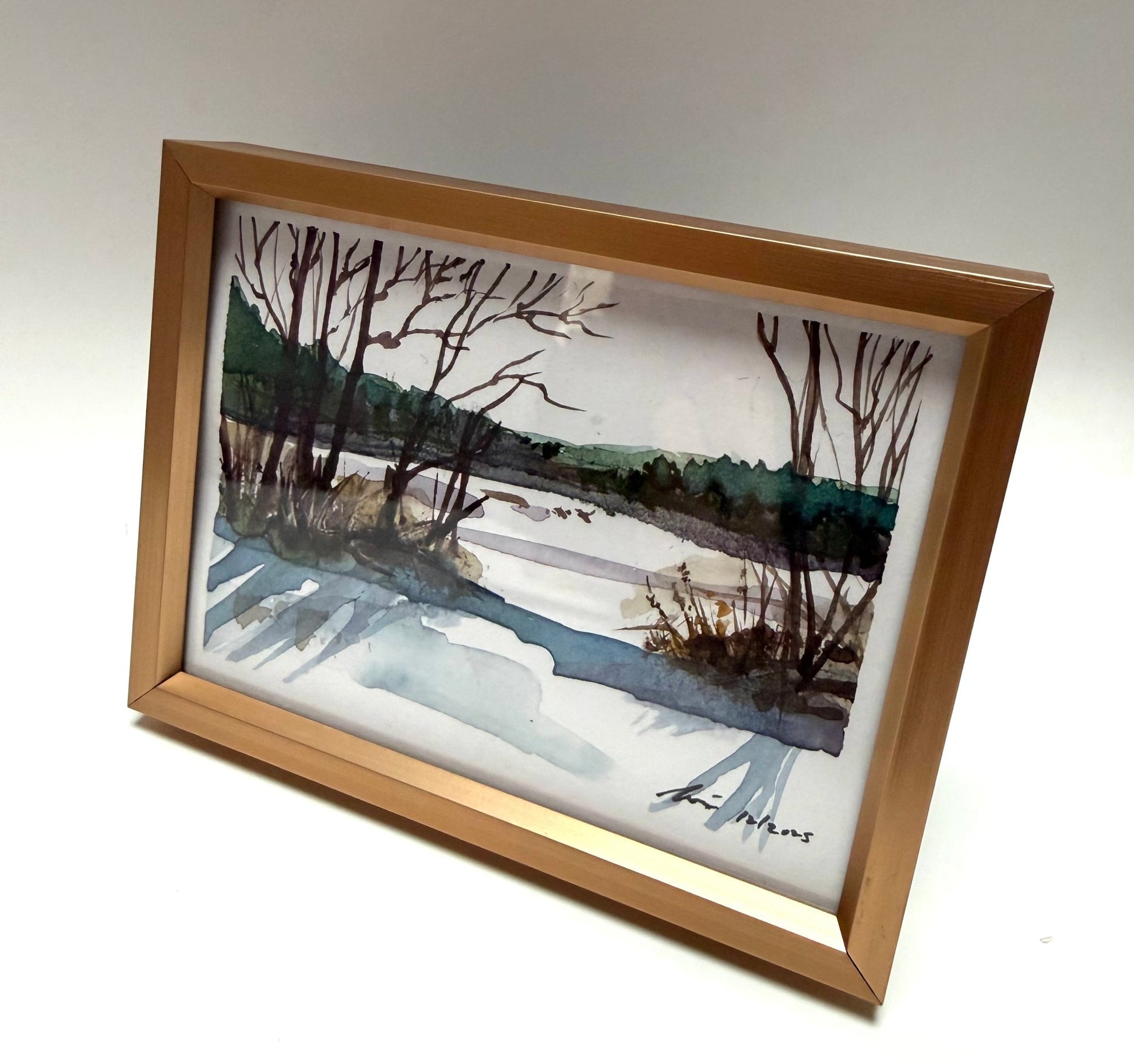 Original Watercolor Framed Painting 3x4| Framed Art Winter Scenes - Evitts Creek Arts