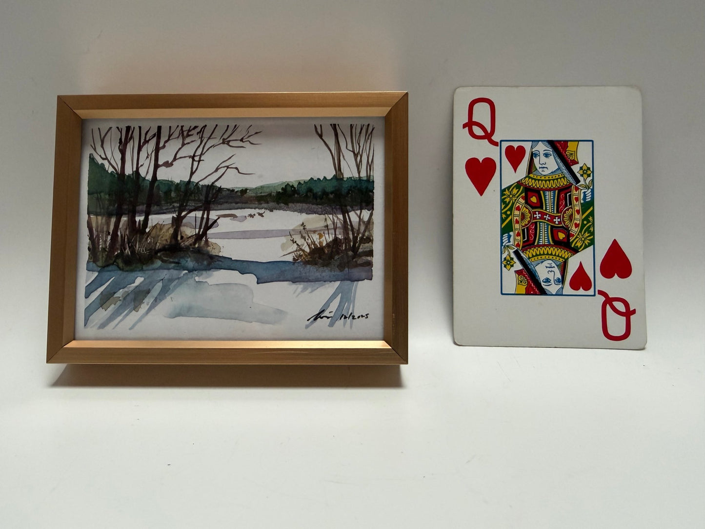 Original Watercolor Framed Painting 3x4| Framed Art Winter Scenes - Evitts Creek Arts