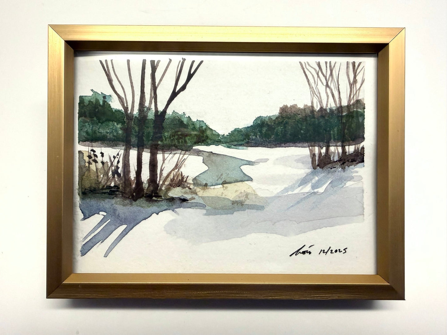 Original Watercolor Framed Painting 3x4| Framed Art Winter Scenes - Evitts Creek Arts