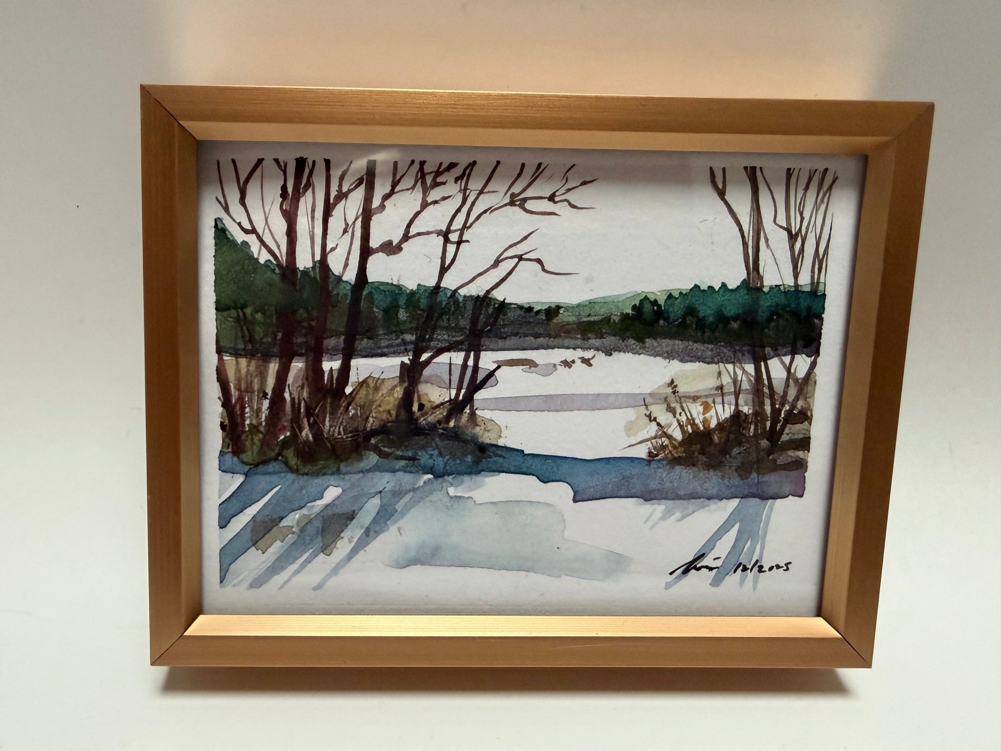 Original Watercolor Framed Painting 3x4| Framed Art Winter Scenes - Evitts Creek Arts