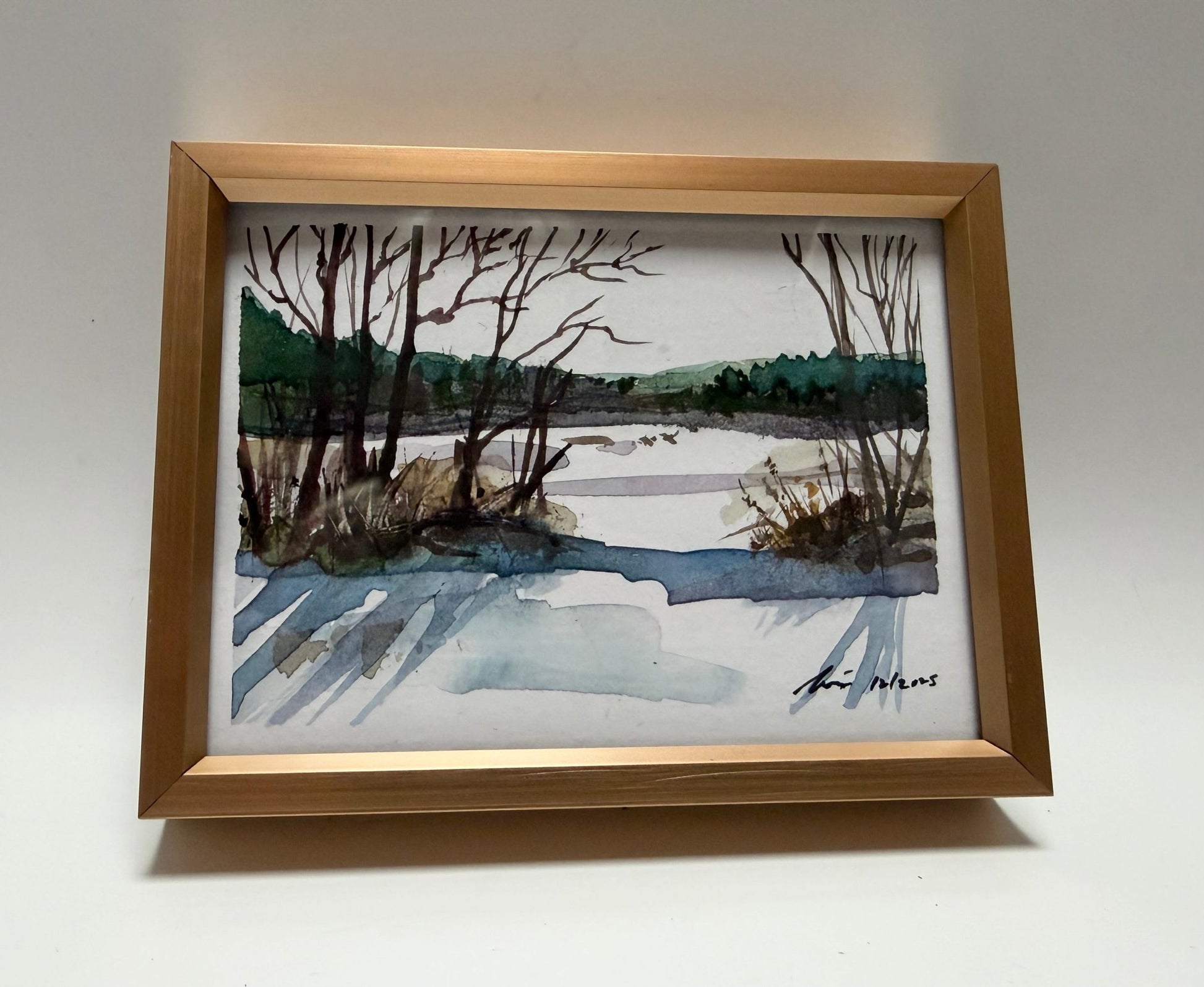 Original Watercolor Framed Painting 3x4| Framed Art Winter Scenes - Evitts Creek Arts