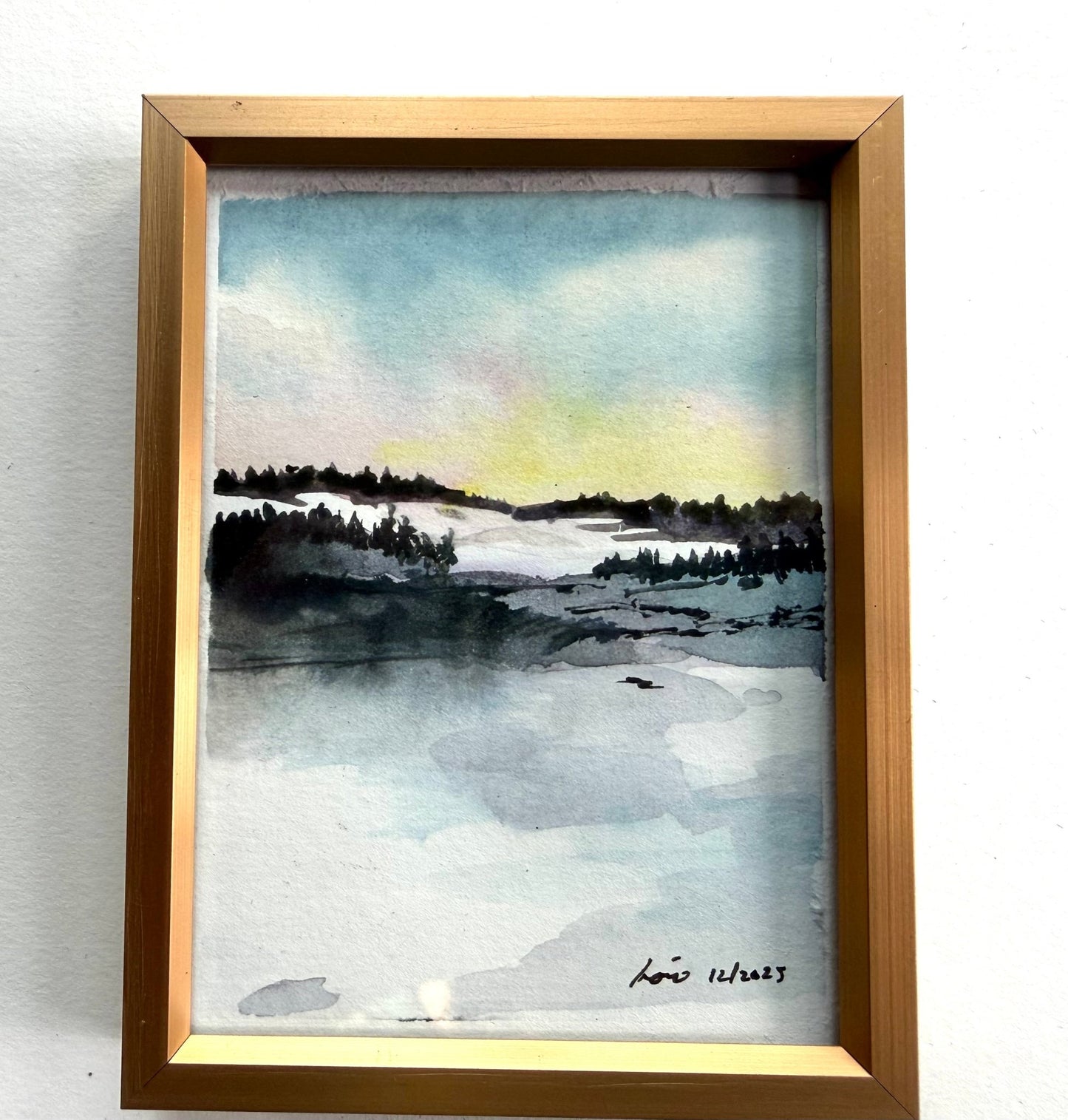 Original Watercolor Framed Painting 3x4| Framed Art Winter Scenes - Evitts Creek Arts