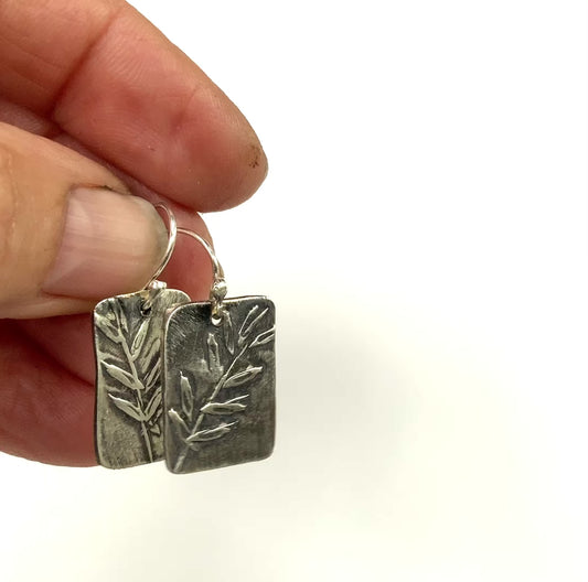 Nature Print Silver Leaves Earings