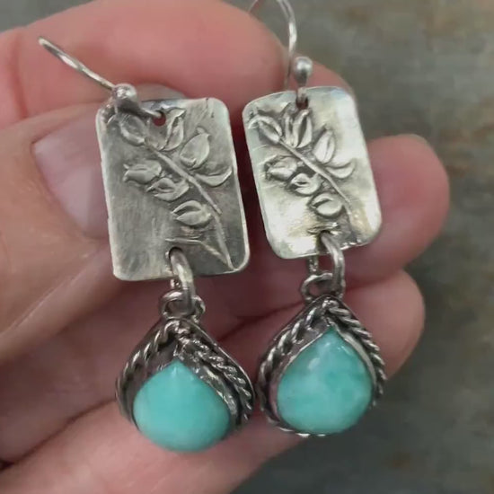Amazonite and Leaves Nature Lover Earring