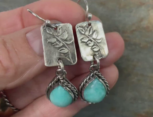 Amazonite and Leaves Nature Lover Earring