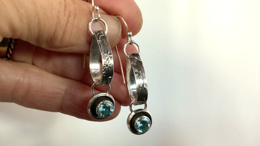 Reversible Woodlands Blue CZ Earrings