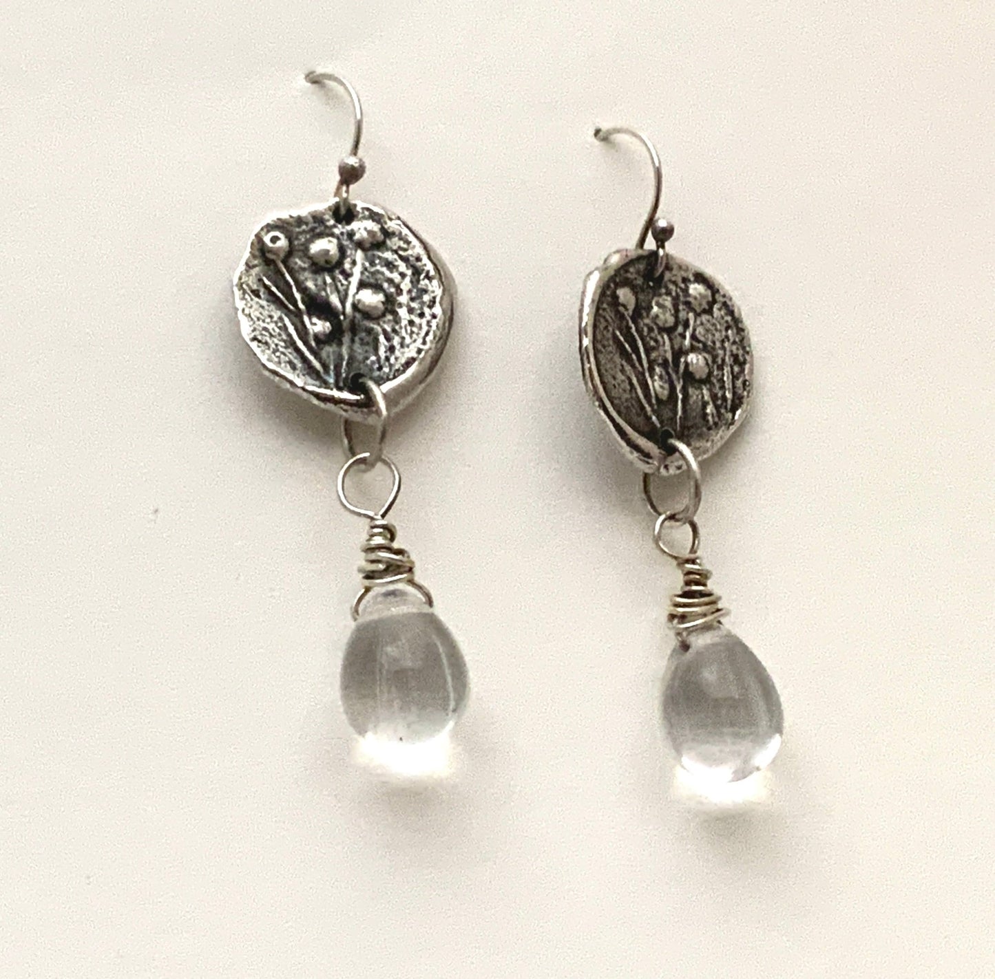 Reclaimed Silver Discs and Czech droplets - Evitts Creek Arts