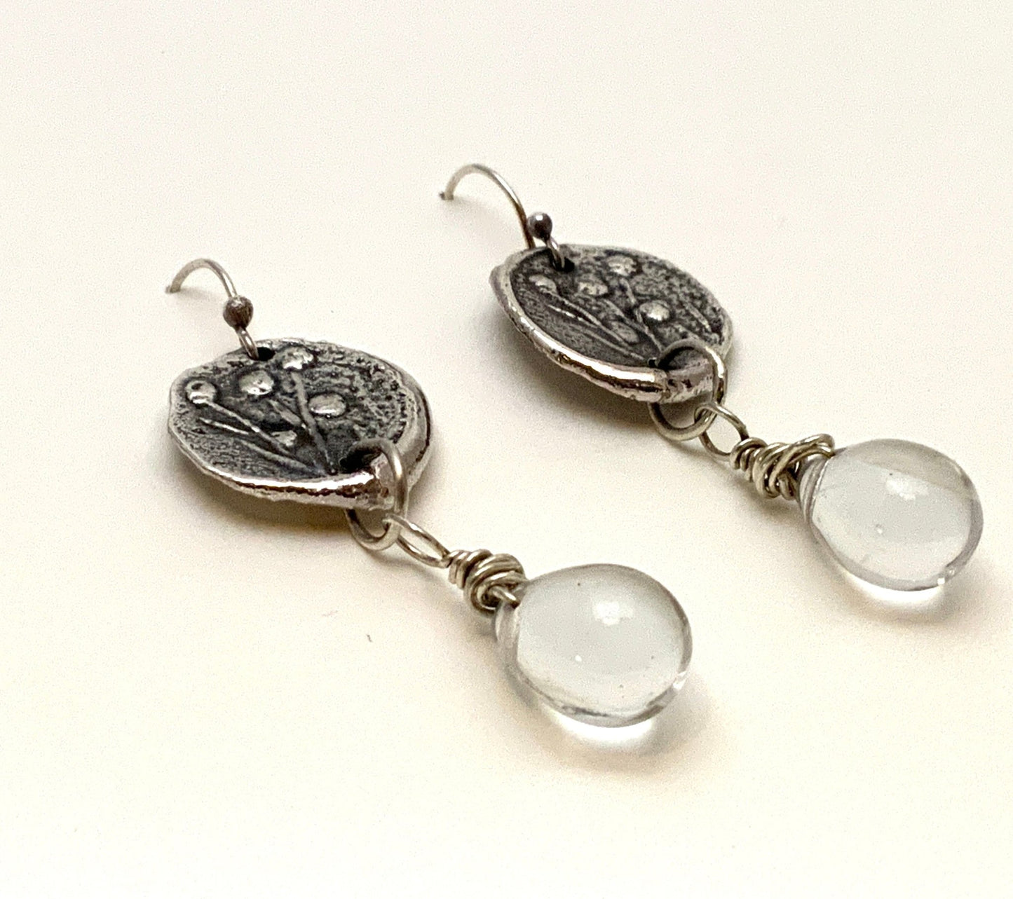 Reclaimed Silver Discs and Czech droplets - Evitts Creek Arts