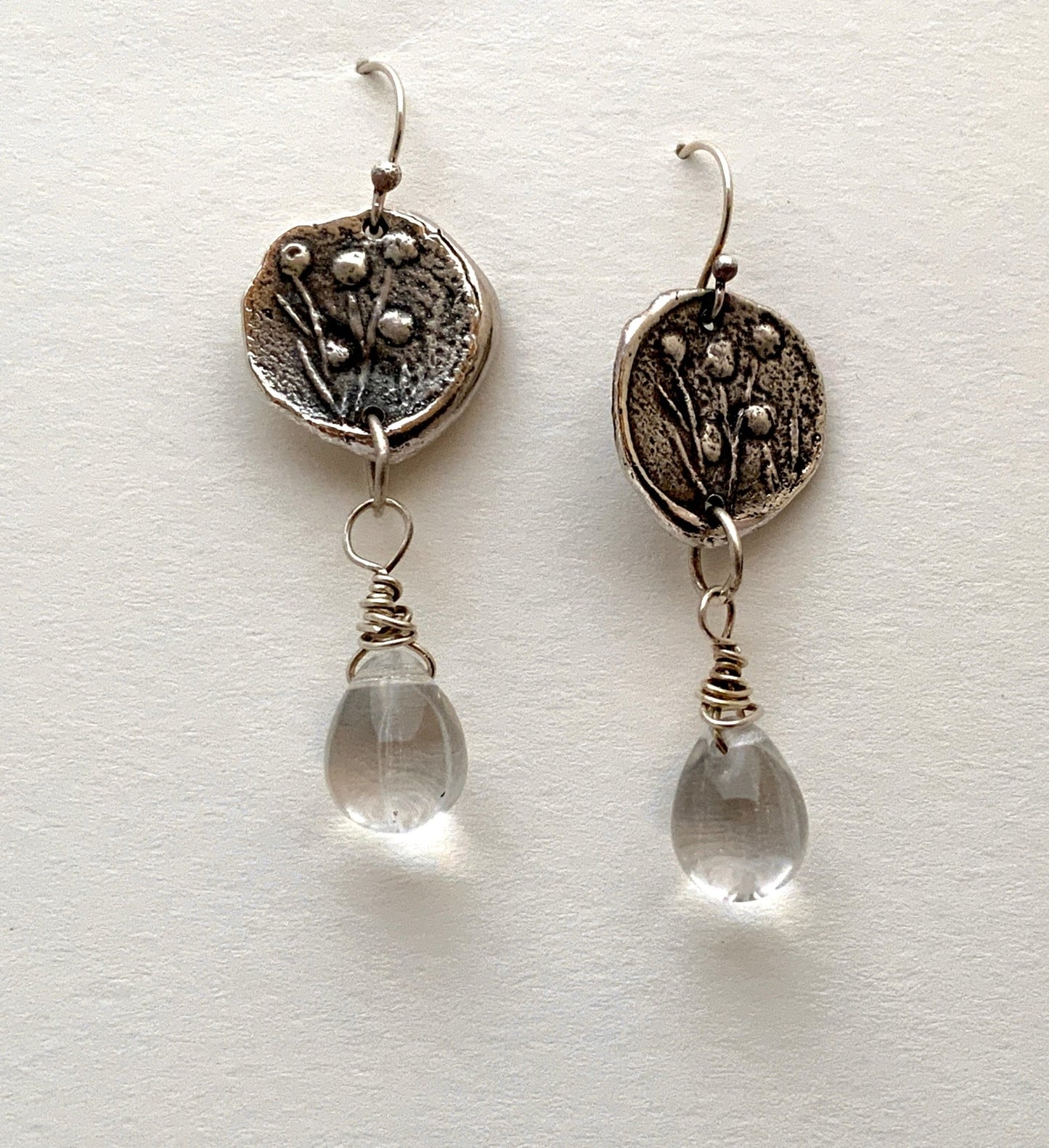 Reclaimed Silver Discs and Czech droplets - Evitts Creek Arts