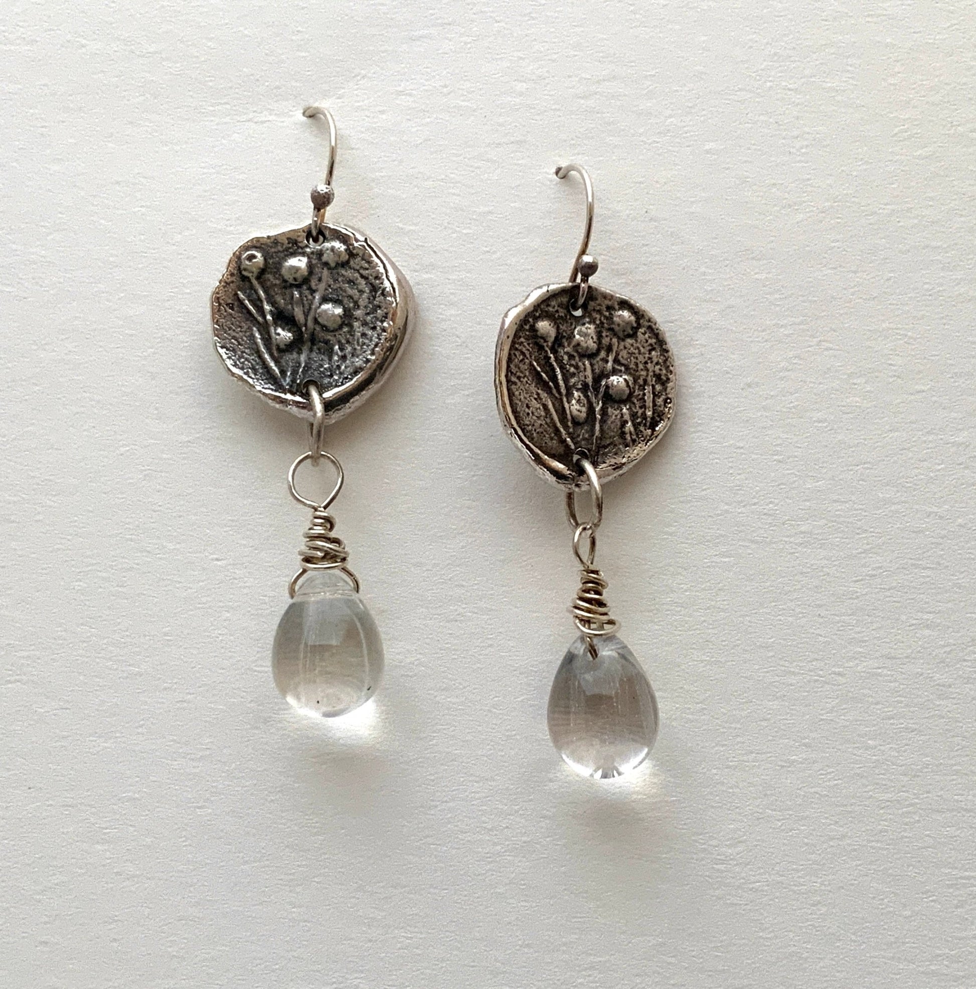 Reclaimed Silver Discs and Czech droplets - Evitts Creek Arts