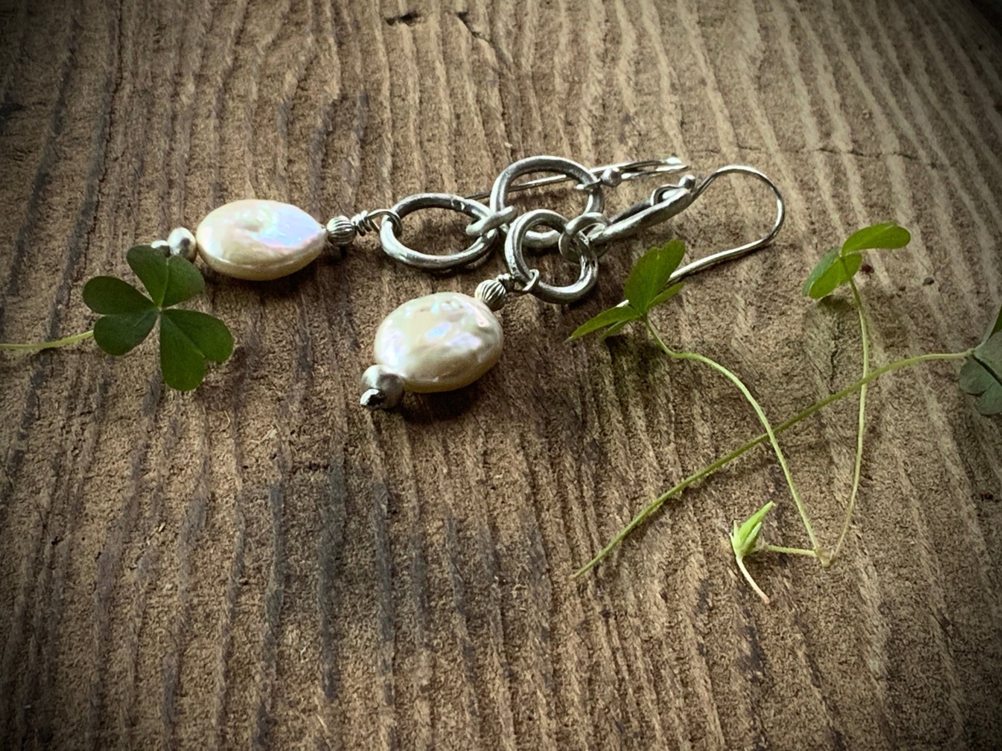 Rustic Pearl Earrings - Evitts Creek Arts